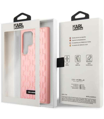 Karl Lagerfeldi ümbris Samsung Galaxy S23 Ultra KLHCS23LRUPKLPP roosa kõva ümbris 3D monogramm