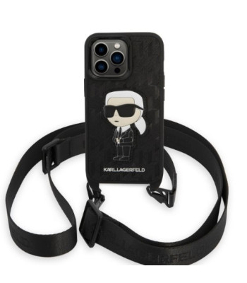 Karl Lagerfeldi ümbris iPhone 14 Pro 6.1 KLHCP14LSTKMK must kõva ümbris CB Monogramm NFT Ikonik Patch