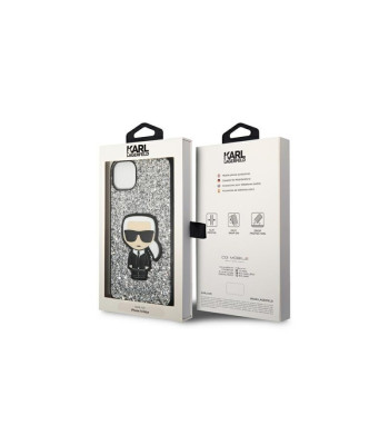 Karl Lagerfeldi ümbris iPhone 14 Pro Max 6.7 KLHCP14XGFKPG hõbedane HC Glitter Flakes Ikonik