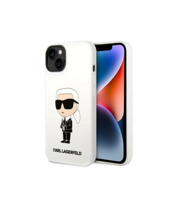 Karl Lagerfeld ümbris iPhone 14 Plus 6,7 KLHCP14MSNIKBCH valge kõva ümbris Silicone Ikonik jaoks