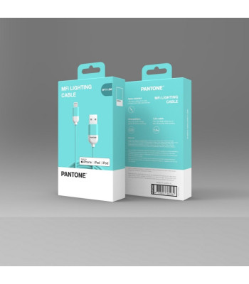 PANTONE MFi kaabel USB - Lightning 1,5 m 2,4A PT-LCS001-5 Teal 3242C