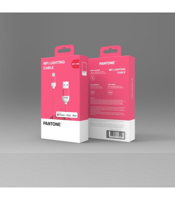 PANTONE MFi kaabel USB - Lightning 1,5 m 2,4A PT-LCS001-5 Pink 184C