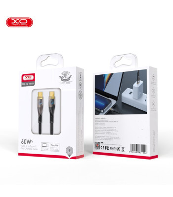 "XO Clear" kaabel NB-Q223B USB-C - USB-C 1,0 m 60 W must