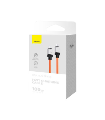 Baseuse kaabel CoolPlay USB-C - USB-C 2 m 100 W oranž