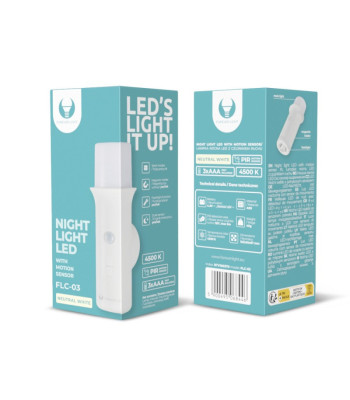 Garderoobi LED lamp FLC-03 PIR 3xAAA Forever Light